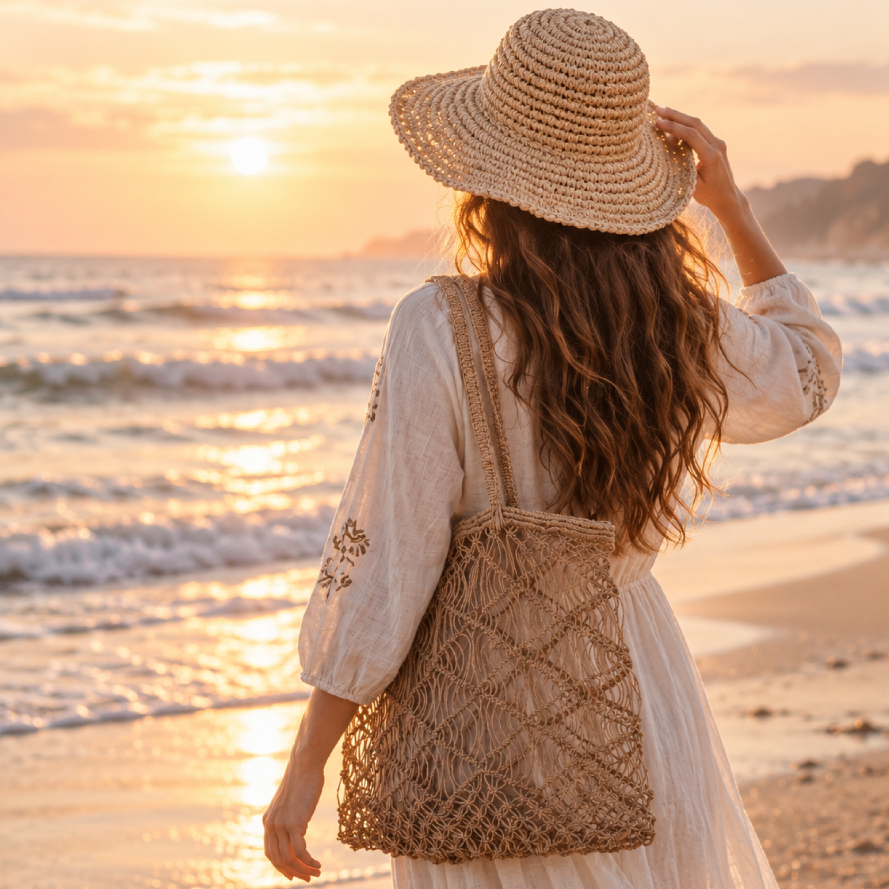 Handmade Raffia Straw Sun Hat – Crocheted Floppy Brim Beach Hat from Bali
