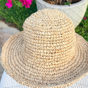 Handmade Raffia Straw Sun Hat – Crocheted Floppy Brim Beach Hat from Bali