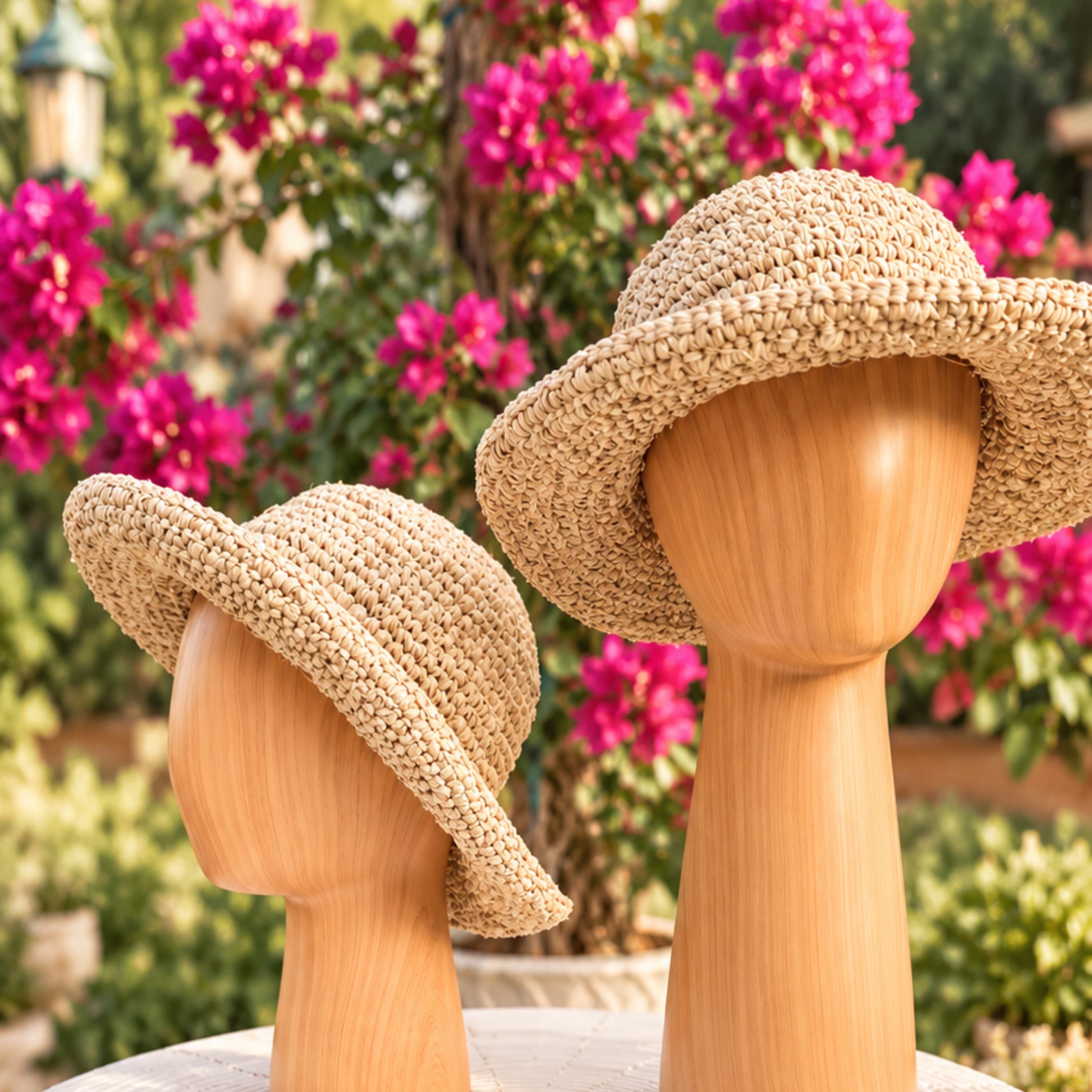 Handmade Raffia Straw Sun Hat – Crocheted Floppy Brim Beach Hat from Bali