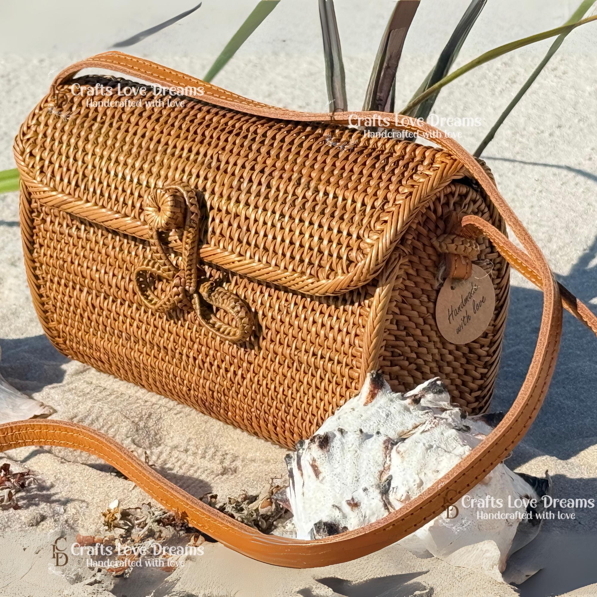 Rattan Bowl Wallet - Handwoven Crossbody Clutch | Handmade Artisan Bag Authentic Indonesia Imported
