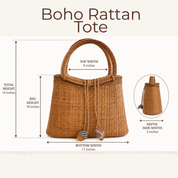 Boho Rattan Tote Bag: Handwoven Bali Beach Purse