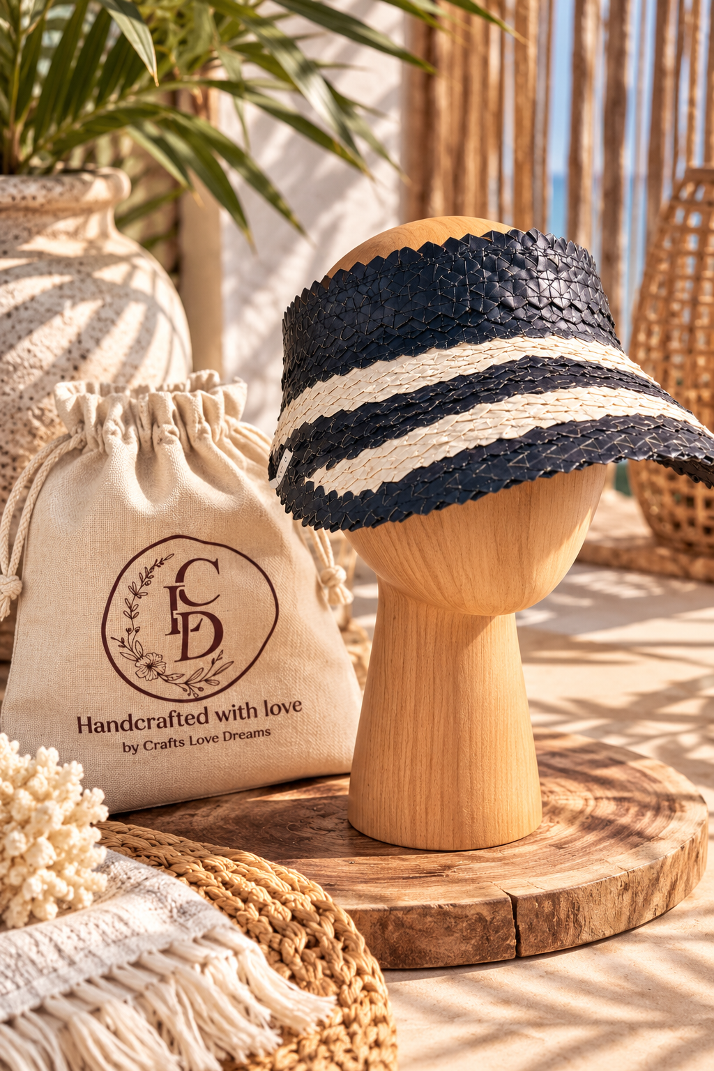 Eco-Friendly Palm Leaf Visor - Lightweight Bohemian Beach Hat