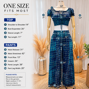 Tie-Dye Boho Outfit: Smocked Off-Shoulder Top & Flowing Pants (Lightweight)
