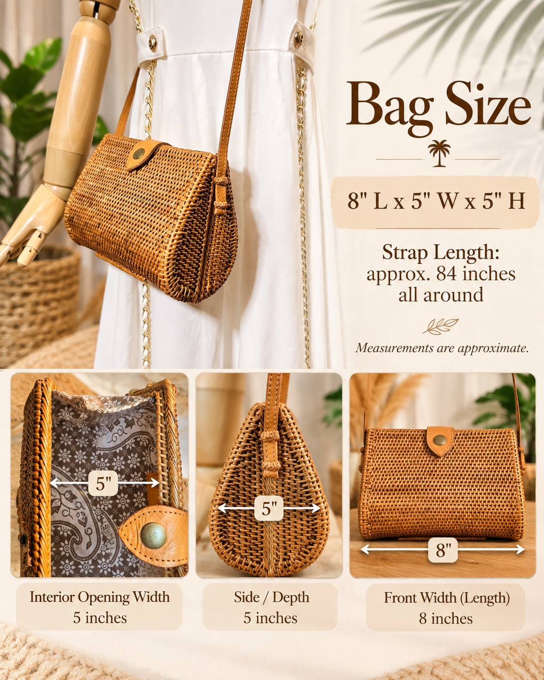 Rattan Crossbody, Bali Cakup Handwoven Clutch | Natural Woven