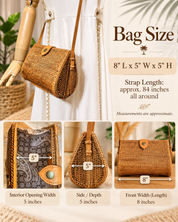 Rattan Crossbody, Bali Cakup Handwoven Clutch | Natural Woven