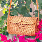 Rattan Bowl Wallet - Handwoven Crossbody Clutch | Handmade Artisan Bag Authentic Indonesia Imported