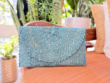 Woven Clutch Wallet: Bali Inspired, Bold Green - Eco-Friendly Fiber