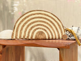 Boho Palm Clutch, Half-Moon Handwoven (Detachable Strap, Zippered)