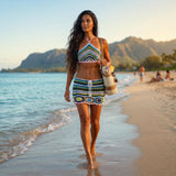 Boho Crochet Cover-Up Set, Knit Top & Skirt (Lightweight Summer Beachwear)