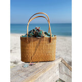 Bali Ata Grass Tote: Handwoven Rattan Bag with Batik Lining (Lightweight)