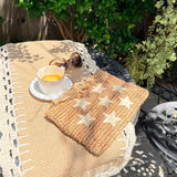 Raffia Clutch: Handwoven with Star Detail - Lightweight Beach Bag