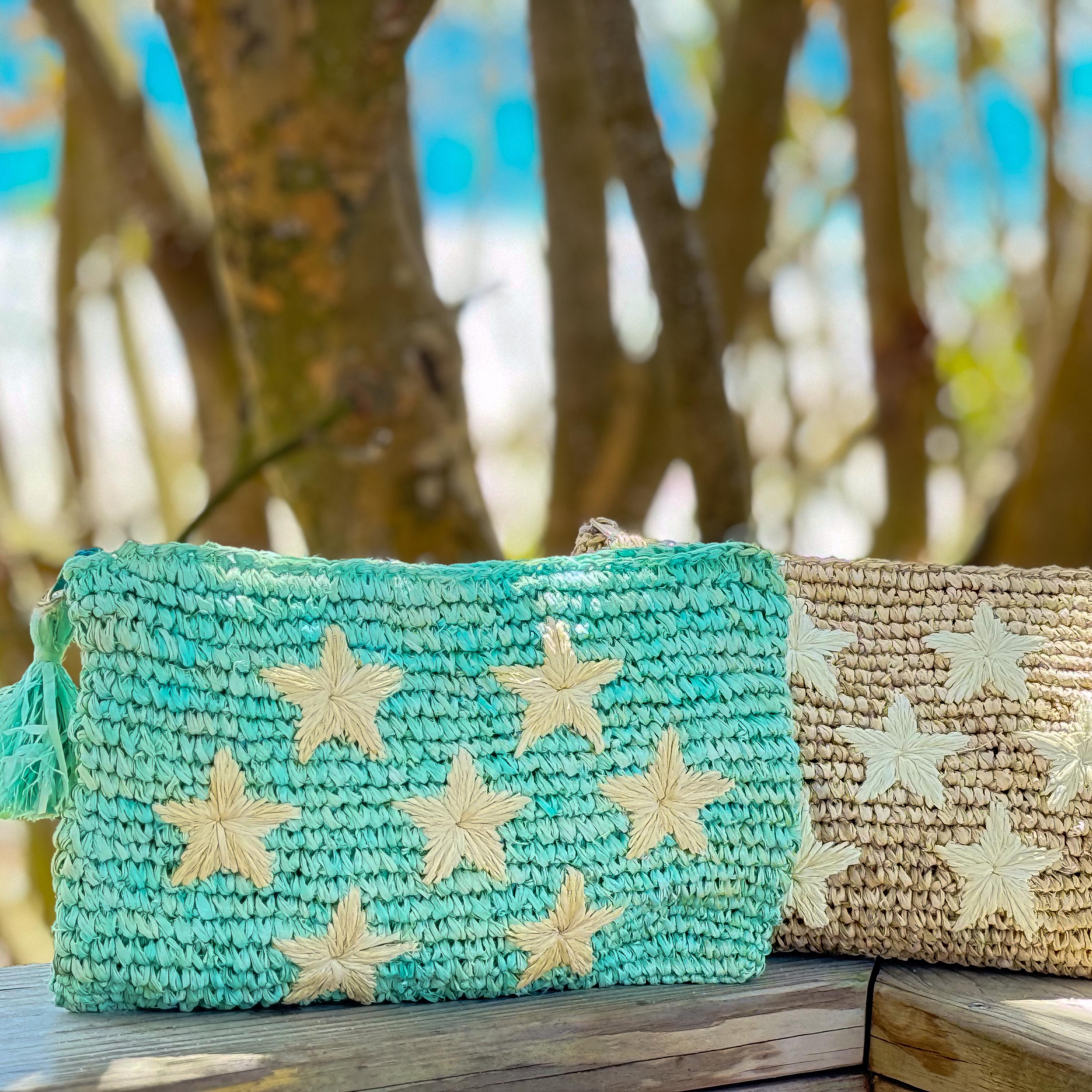 Boho Raffia Clutch: Handwoven Star Design
