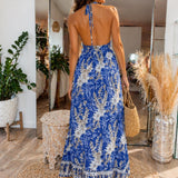 Floral Triangle Maxi Dress - Lightweight Boho Beach Sundress