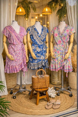 Floral Wrap Dress: Lilac Boho Style - Lightweight, Adjustable Waist
