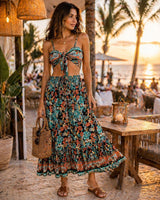 Boho Beach Set Skirt and Top - Soft Rayon, Flowy Summer Style