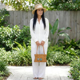 Rattan Tote Bag: Bali Woven Straw with Batik Liner (Leather Handles)