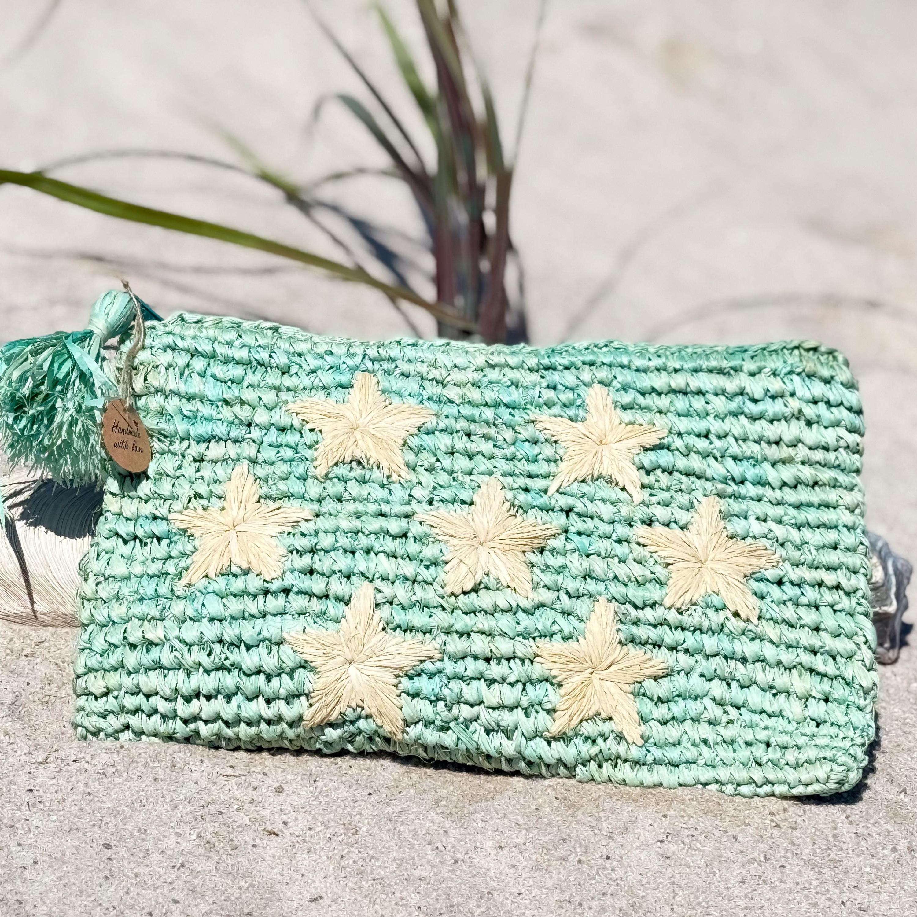 Boho Raffia Clutch: Handwoven Star Design