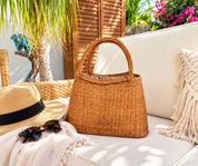 Boho Rattan Tote Bag: Handwoven Bali Beach Purse