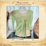 Sheer Knit Cardigan Shrug Shades of Green: Lightweight Boho Cover-Up (Flowy Relaxed Fit)