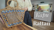 Ata Grass Tote: Boho Bali Batik Lined Bag (Handwoven with Round Handles)