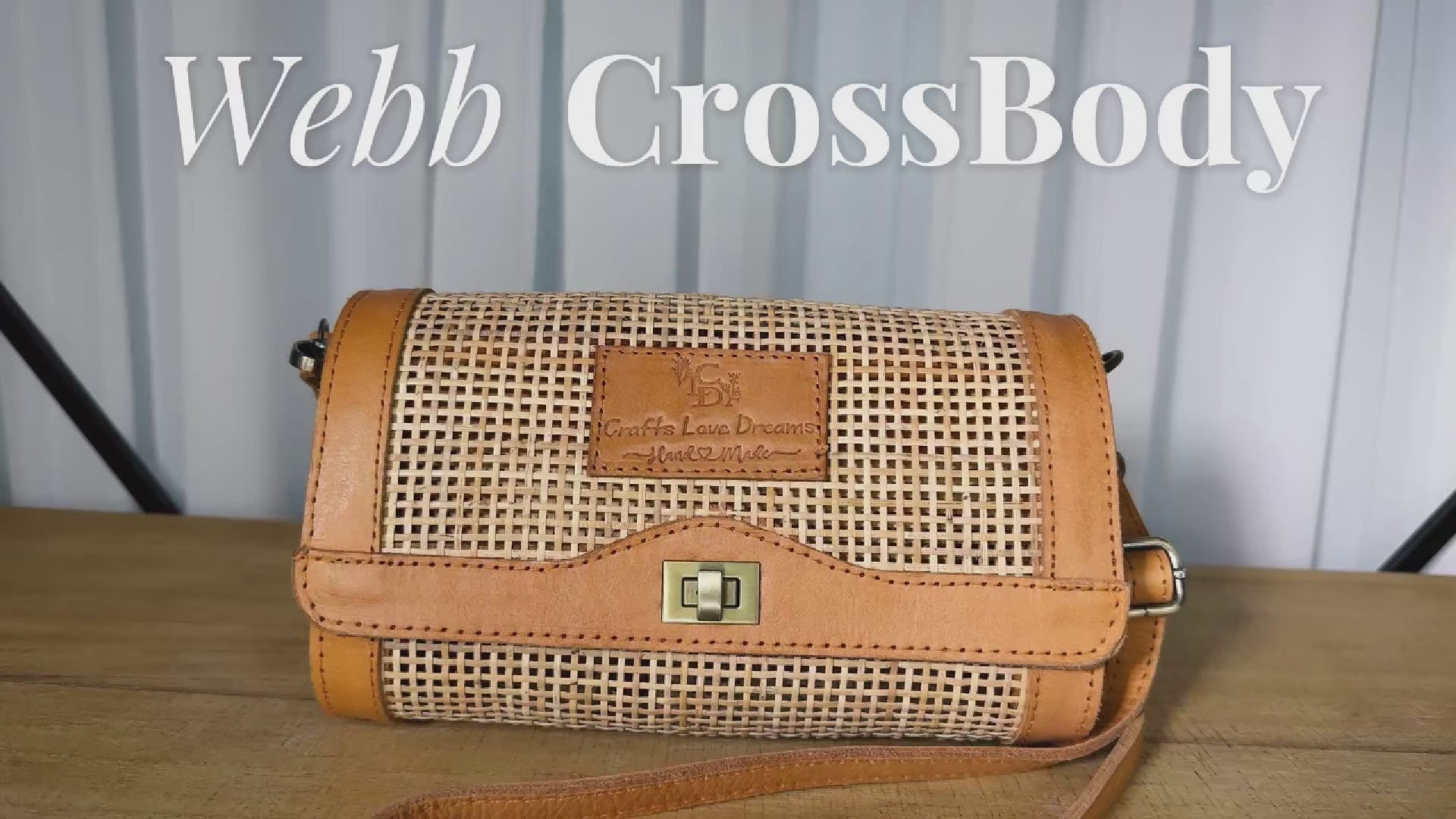 Cane Webbing Crossbody Clutch -  Bag with Adjustable Leather Strap | Eco-Friendly Boho Purse