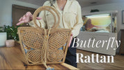 Rattan Handbag: Butterfly Detail, Handmade in Bali - Eco Friendly